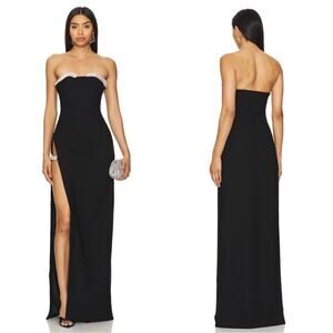 RETROFETE Nadia Crystal Snake Embellished Strapless High Slit Maxi Dress Sz S